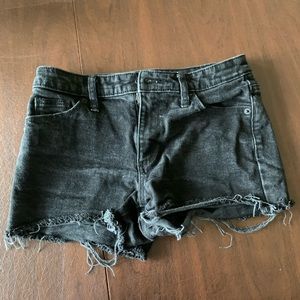Black denim shorts
